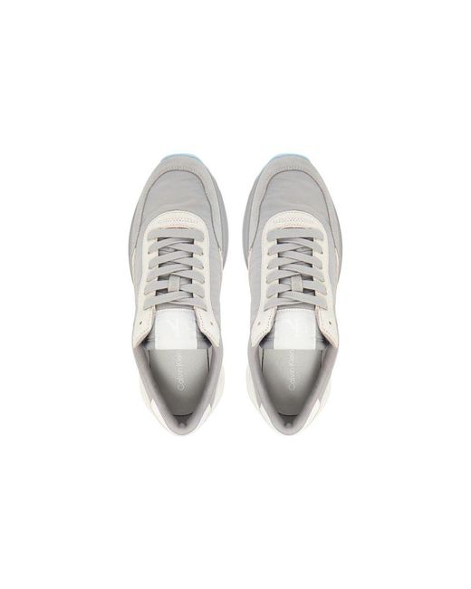 Calvin Klein White Gray Suede Leather Athletic Sneakers
