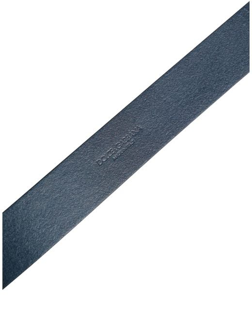 Dolce & Gabbana Blue Leather Logo Metal Buckle Belt for men