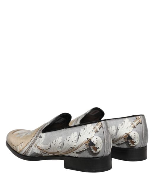 Dolce & Gabbana White Multicolor Roman Slip On Dress Loafers Shoes for men