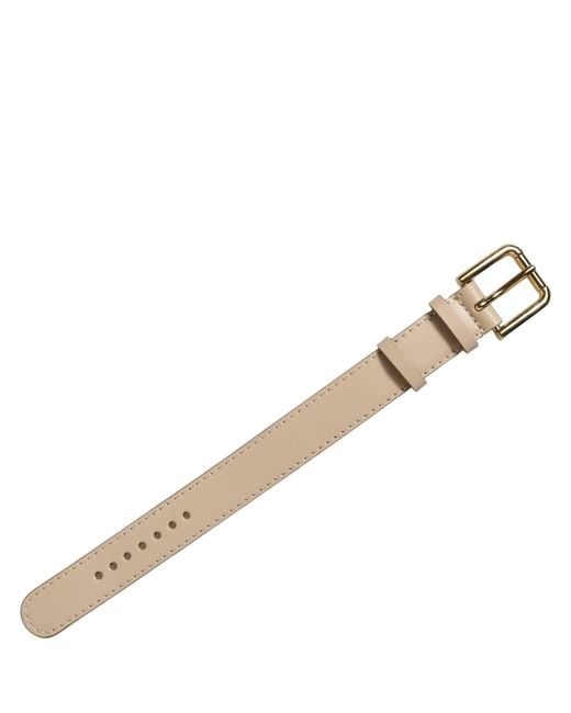 Dolce & Gabbana Brown Beige Calfskin Leather Gold Buckle Belt Strap Bracelet