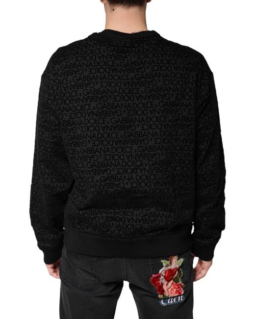 Dolce & Gabbana Black Monogram Crew Neck Sweatshirt Sweater for men
