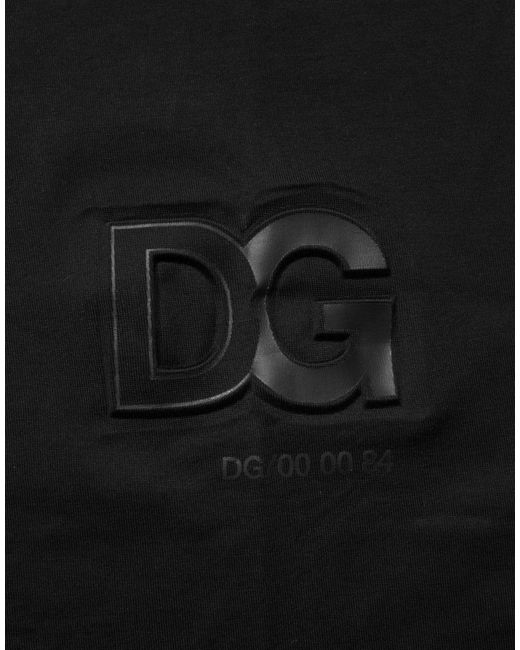 Dolce & Gabbana Black Logo Patch Cotton Men Crew Neck T for men