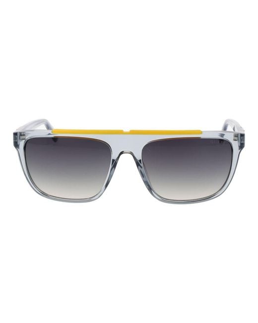 Guess Blue Gray Stainless Steel Sunglasses for men