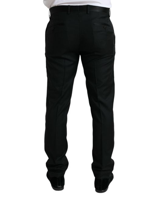 Dolce & Gabbana Black Wool Slim Fit Formal Trouser Dress Pants for men