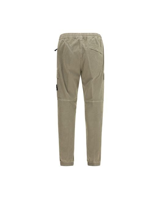 Stone Island Green Bicolor Cotton Cargo Pants for men