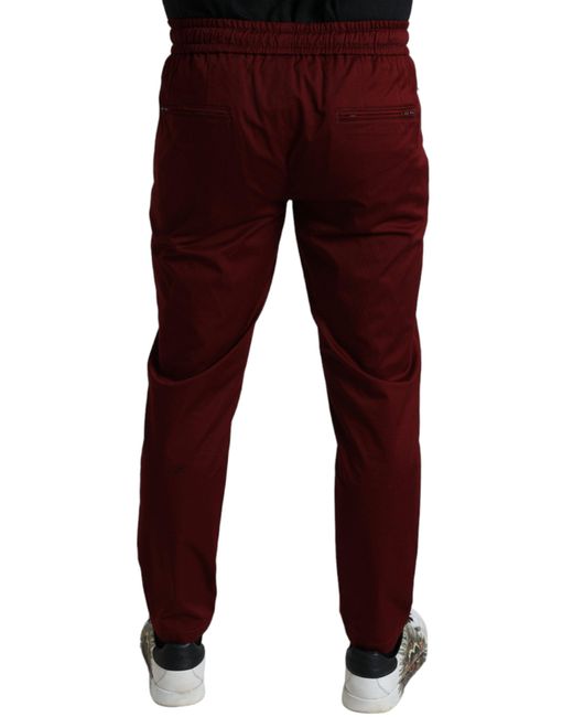Dolce & Gabbana Red Maroon Jogging Cotton Stretch Men Jogger Pants for men