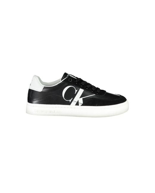 Calvin Klein Black Sleek Lace-Up Sneakers With Contrast Details
