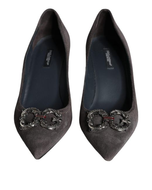 Dolce & Gabbana Gray Amore Suede Bellucci Heels Pumps Shoes (Pre-Owned)