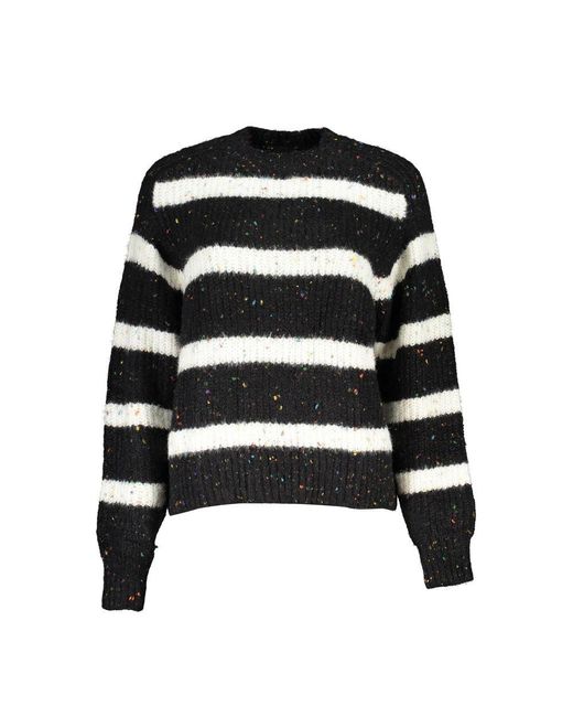 Desigual Black Chic Turtleneck Sweater With Contrast Details
