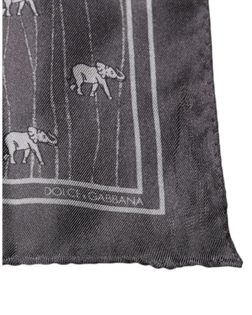 Dolce & Gabbana Gray Elephant Fantasy Handkerchief Scarf