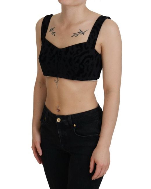 Dolce & Gabbana Black Sweetheart Sleeveless Velvet Top