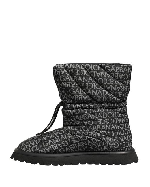 Dolce & Gabbana Black Logo Print Lace Up Snow Boots Shoes for men