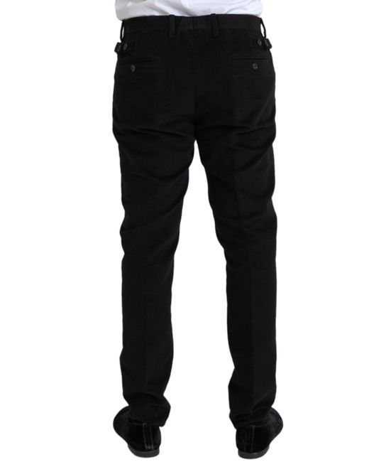 Dolce & Gabbana Black Cotton Velvet Skinny Pants for men