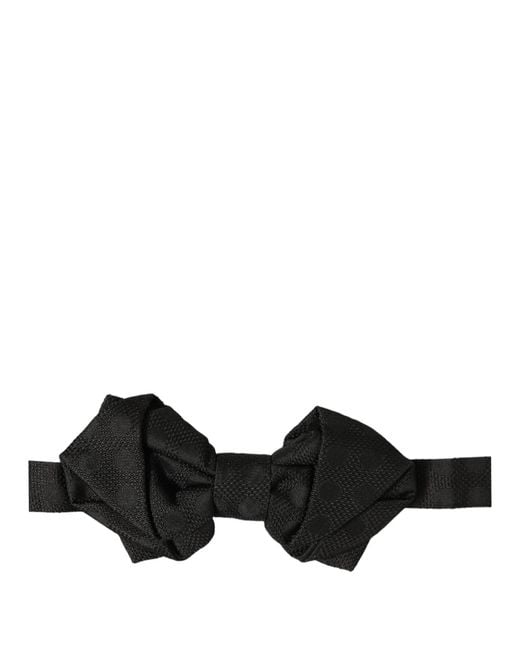 Dolce & Gabbana Men Black 100% Silk Adjustable Neck Papillon Bow Tie for men