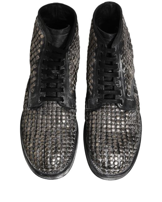 Dolce & Gabbana Black Leather Runway Studs Ankle Boots Shoes for men