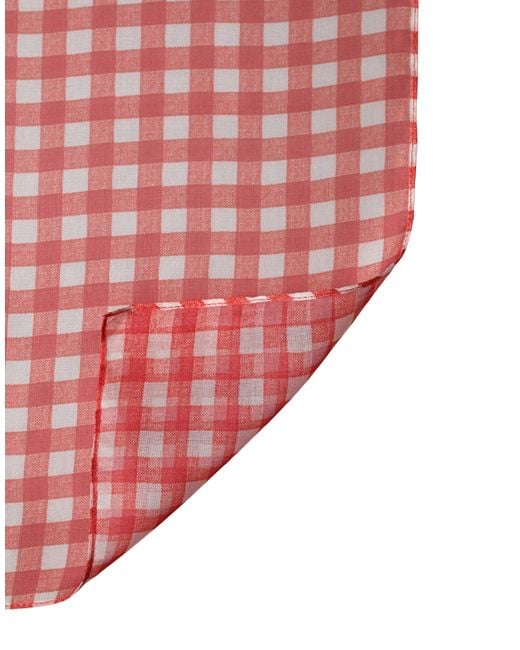 Dolce & Gabbana Red Check Silk Wrap Foulard 140Cm X 136Cm Scarf