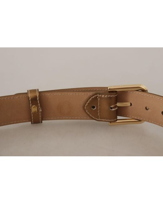 Dolce & Gabbana Black Elegant Bronze Leather Belt With Logo Buckle
