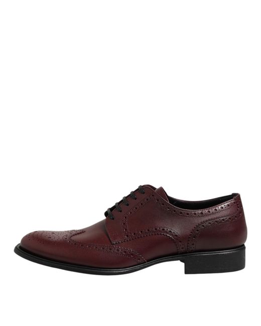 Dolce & Gabbana Brown Leather Lace Up Derby Dress Shoes for men