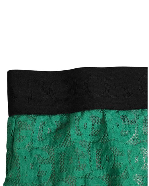 Dolce & Gabbana Green Dg Logo Lace High Brief Panty Underwear Cotton Clothing
