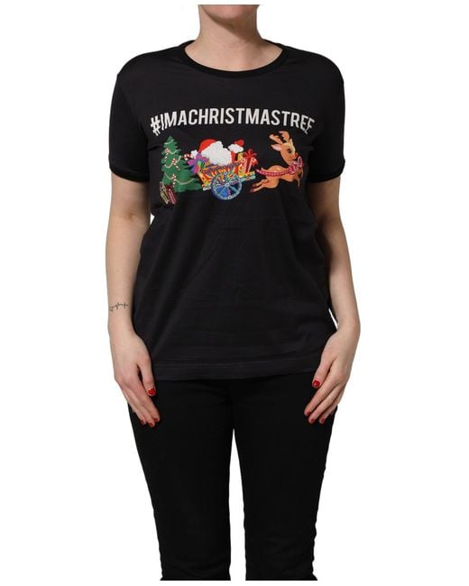 Dolce & Gabbana Black #iamachristmastree Print Cotton T