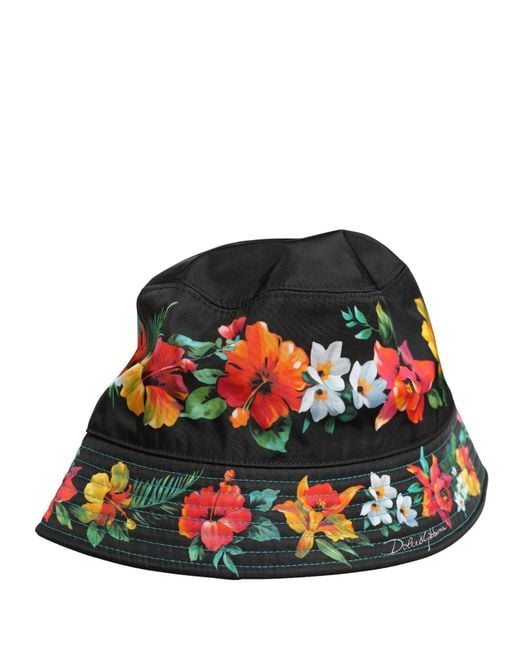 Dolce & Gabbana Red Floral Print Nylon Fisherman Cap Hat for men
