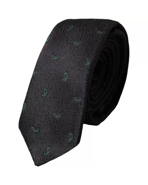 Dolce & Gabbana Black Paisley Pattern Necktie for men