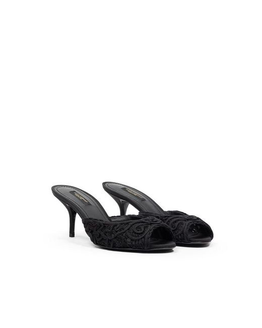 Dolce & Gabbana Black Cotton Mules