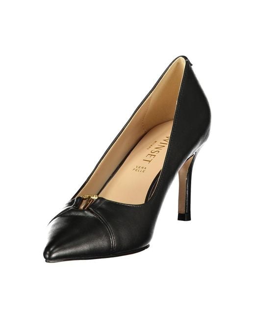 Twinset Black Leather Classic Shoe