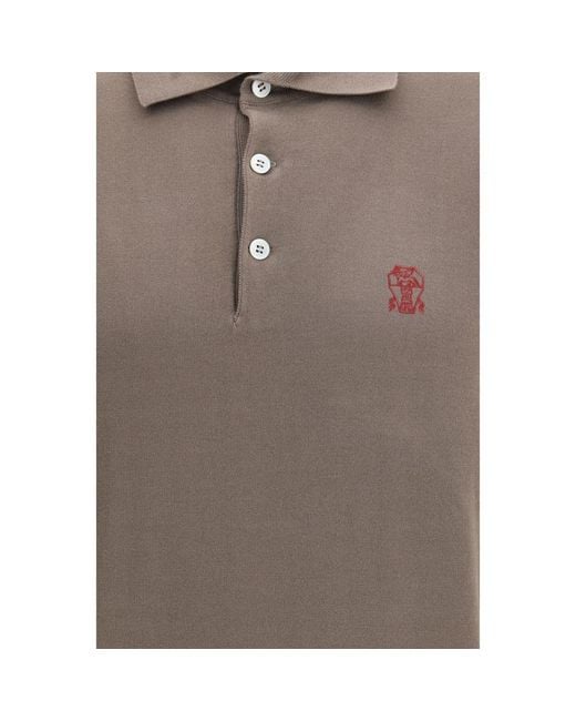 Brunello Cucinelli Brown Cotton Polo Shirt for men