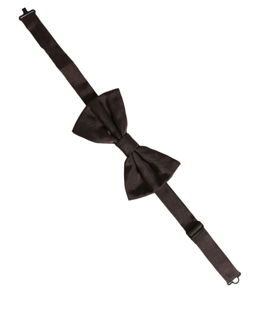 Dolce & Gabbana Black Men Brown 100% Silk Adjustable Neck Papillon Bow Tie for men