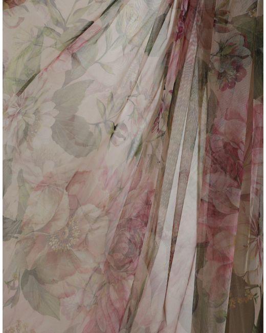 Dolce & Gabbana Brown Multicolor Floral Print A-line Gown Dress