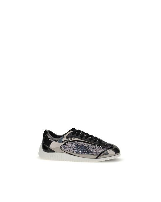 Pinko Black Silver Nylon Chunky Sneakers