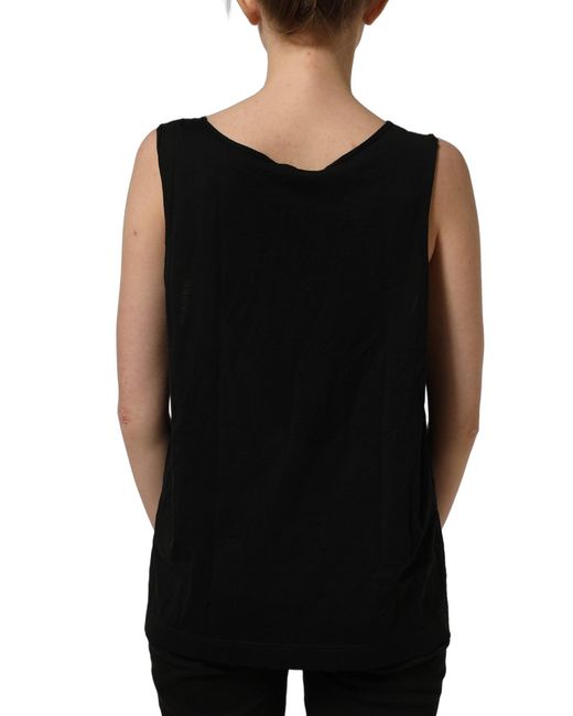 Dolce & Gabbana Black Gold Dg Logo Cotton Sleeveless Tank Top