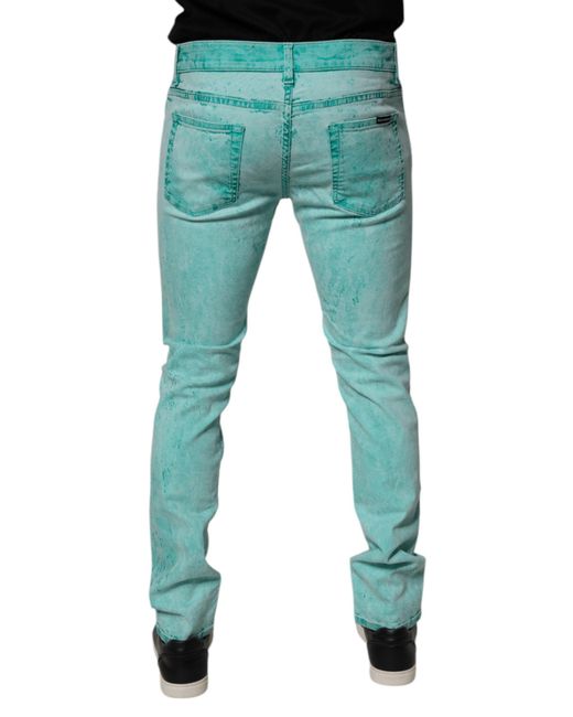 Dolce & Gabbana Blue Slim Fit Acid Wash Jeans for men