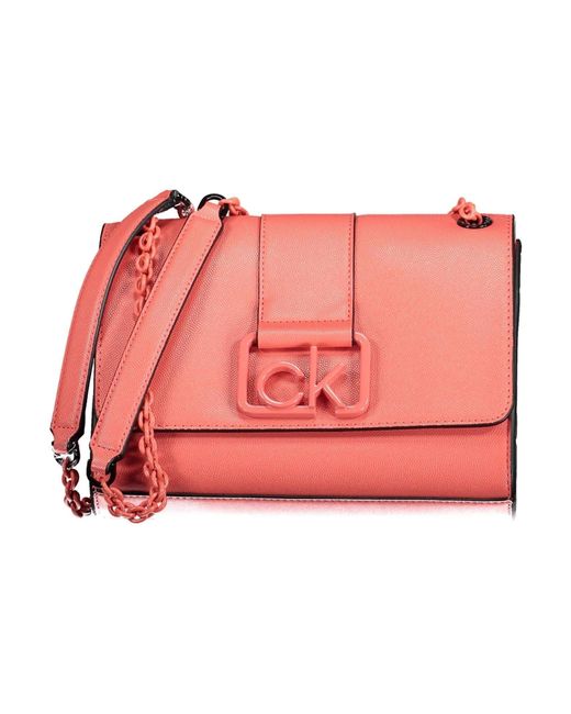 Calvin Klein Pink Chic Shoulder Bag With Magnet Closure