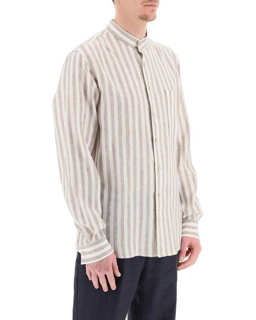 Agnona White Striped Linen Shirt for men