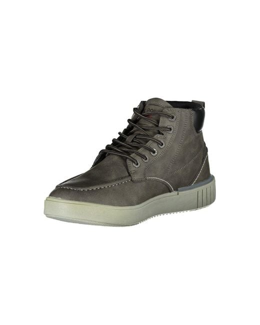 U.S. POLO ASSN. Black Sophisticated Lace-Up Boots With Contrast Detailing for men