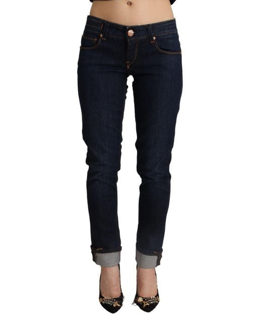 Acht Blue Cotton Low Waist Slim Fit Denim Trouser Jeans