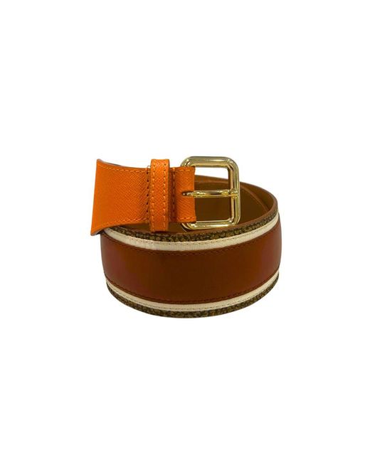 Borbonese Brown Orange Leather Belt