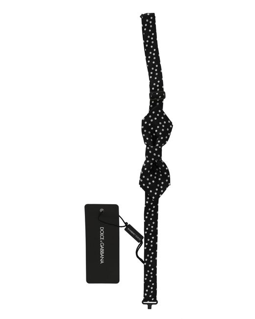 Dolce & Gabbana Black Polka Dots Silk Adjustable Neck Papillon Bow Tie for men