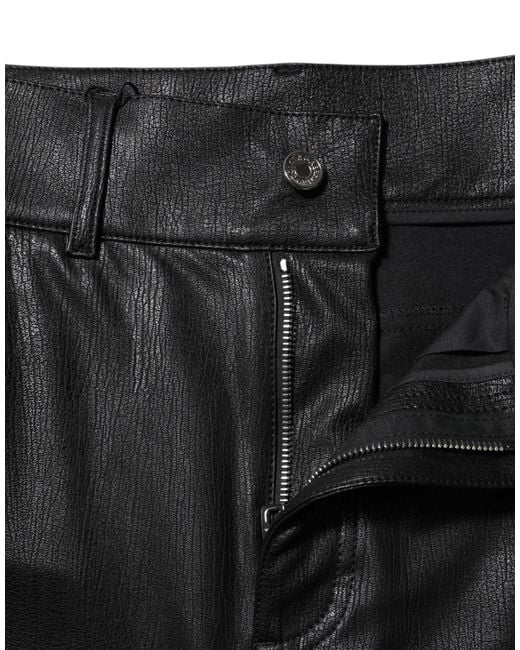 Dolce & Gabbana Black Leather High Waist Slim Fit Pants