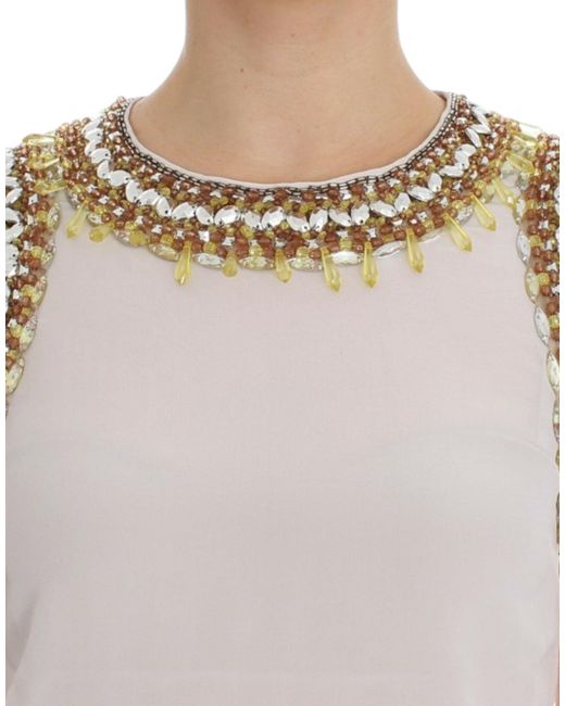 Dolce & Gabbana White Crystal Embellished Tank Top