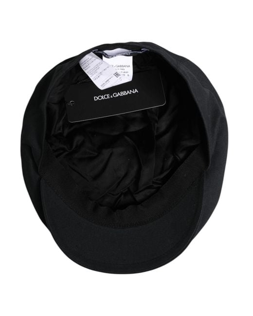 Dolce & Gabbana Black Cotton Newsboy Capello Cabbie Hat for men