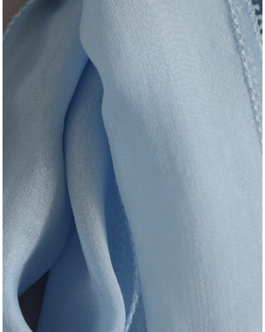 Dolce & Gabbana Blue Long Sleeves Ascot Collar Blouse Top