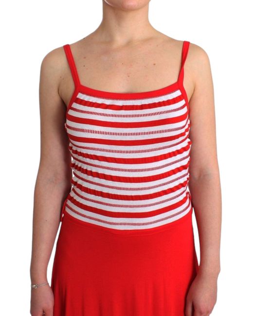 Rocco Barocco Red Striped Jersey A-line Dress