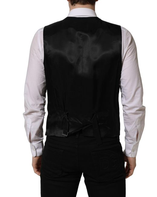 Dolce & Gabbana Black Wool Single Breasted Waistcoat Vest for men