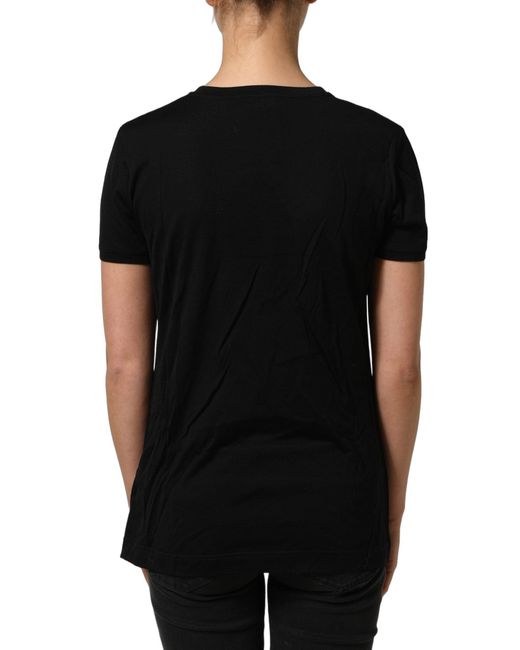 Dolce & Gabbana Black Wool Short Sleeves Crewneck Top T-Shirt