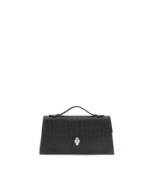 McQueen Black Calf Leather Bos Taurus Handbag