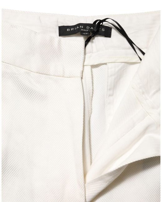 Brian Dales White Viscose Linen Wide Leg Palazzo S Pants