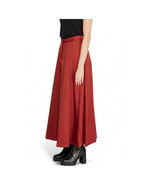Vero Moda Red Plain Polyester Skirt With Zip And Button Fastening